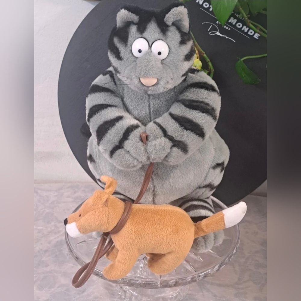 RARE HTF Vintage Bernard Kliban Cat with pet dog 14" Plush